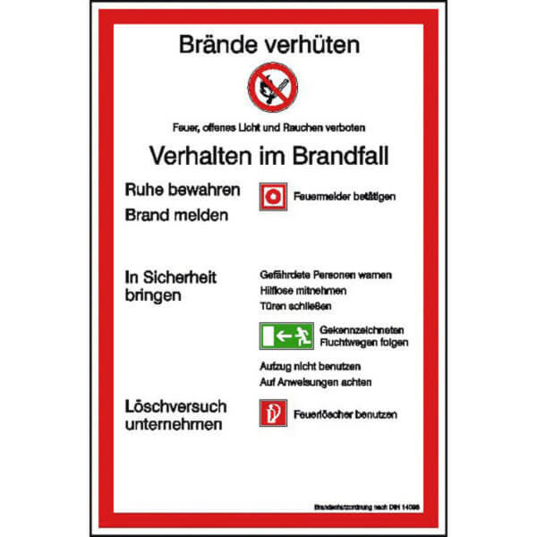 Aushang - Brandschutz Brandschutzordnung Teil A