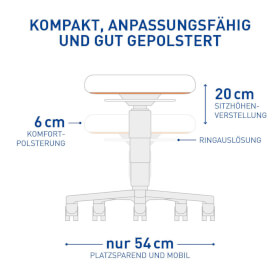 Bimos Hocker mit Rollen flexibler Stuhl für kurzzeitiges Sitzen in der Werkstatt