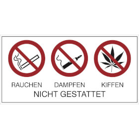 Cannabis Verbotsschild Rauchen, Dampfen, Kiffen nicht gestattet