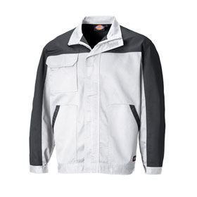 Dickies Workwear Everyday Bundjacke mit Ärmelbündchen und Reißverschluss weiß-grau verstellbaren Arbeitsjacke verdecktem kaufen