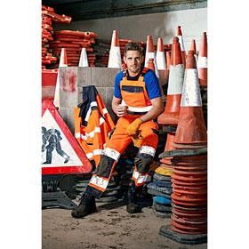 Dickies Workwear Warnschutz Hi-Vis Reflexstreifen kaufen orange/blau Latzhose Arbeitslatzhose zweifarbige mit