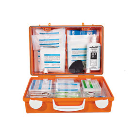 Söhngen Erste Hilfe Koffer Schule SN-CD orange speziell für Chemie & Physik  mit Verbandstoffen für Verbrennungen und Verätzunge kaufen