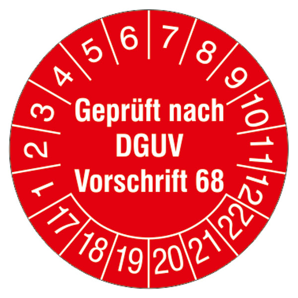 Prüfplakette Geprüft Nach DGUV Vorschrift 68