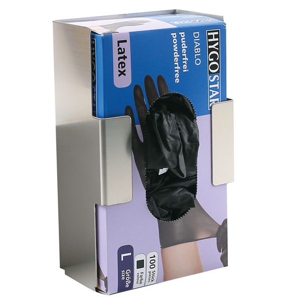 Einmalhandschuh Spender, Handschuh-Dispenserhalter, 260 x 515 x 98 mm,  Edelstahl: passender Spender aus Edelstahl für 4 Handschuhboxen oder  Standardboxen als Zubehör für Einwegartikel kaufen.